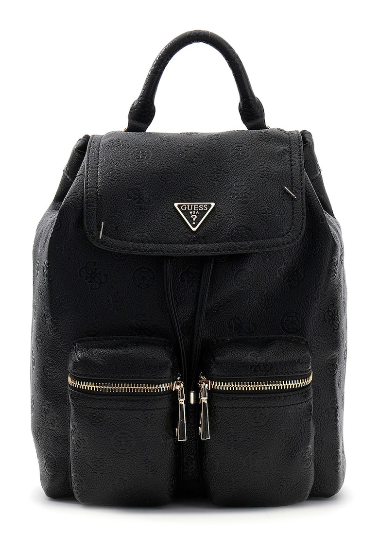 Rucsac din piele ecologica cu doua buzunare cu fermoar Janie - Negru