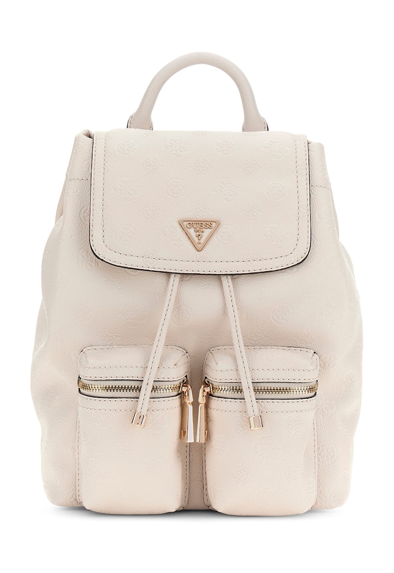 Rucsac din piele ecologica cu doua buzunare cu fermoar Janie - Crem