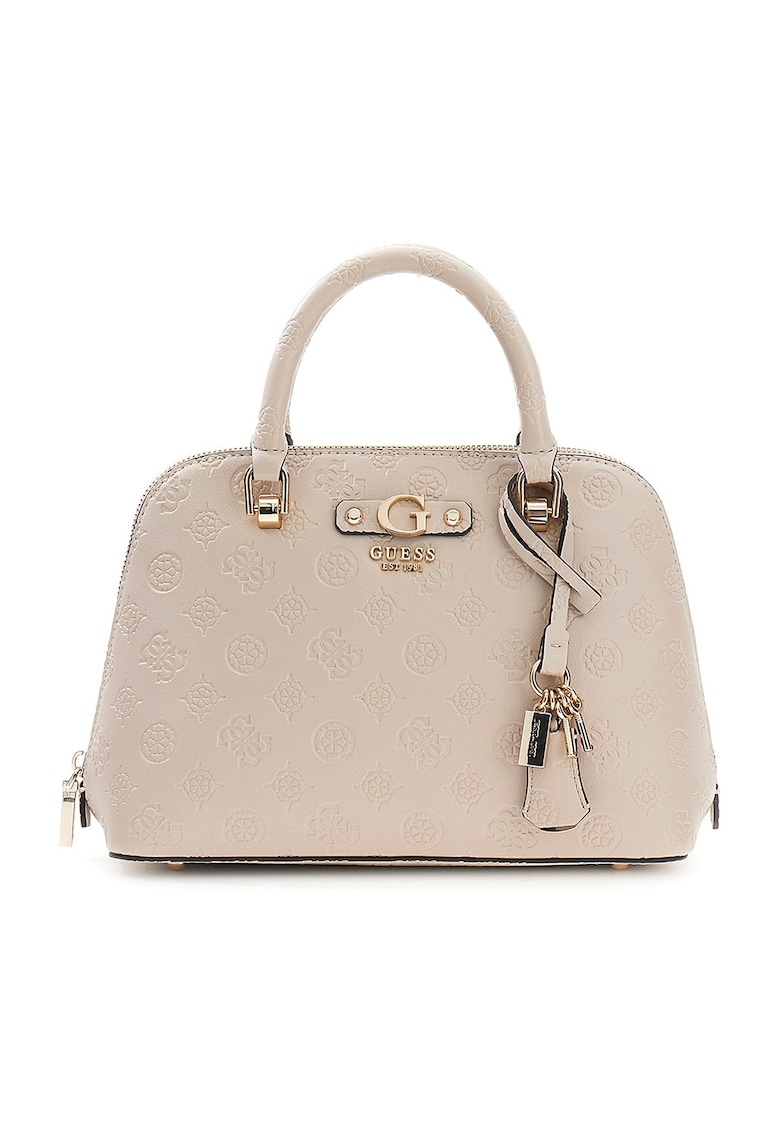 Geanta din piele ecologica cu bareta de umar detasabila din lant Dita - Maro taupe