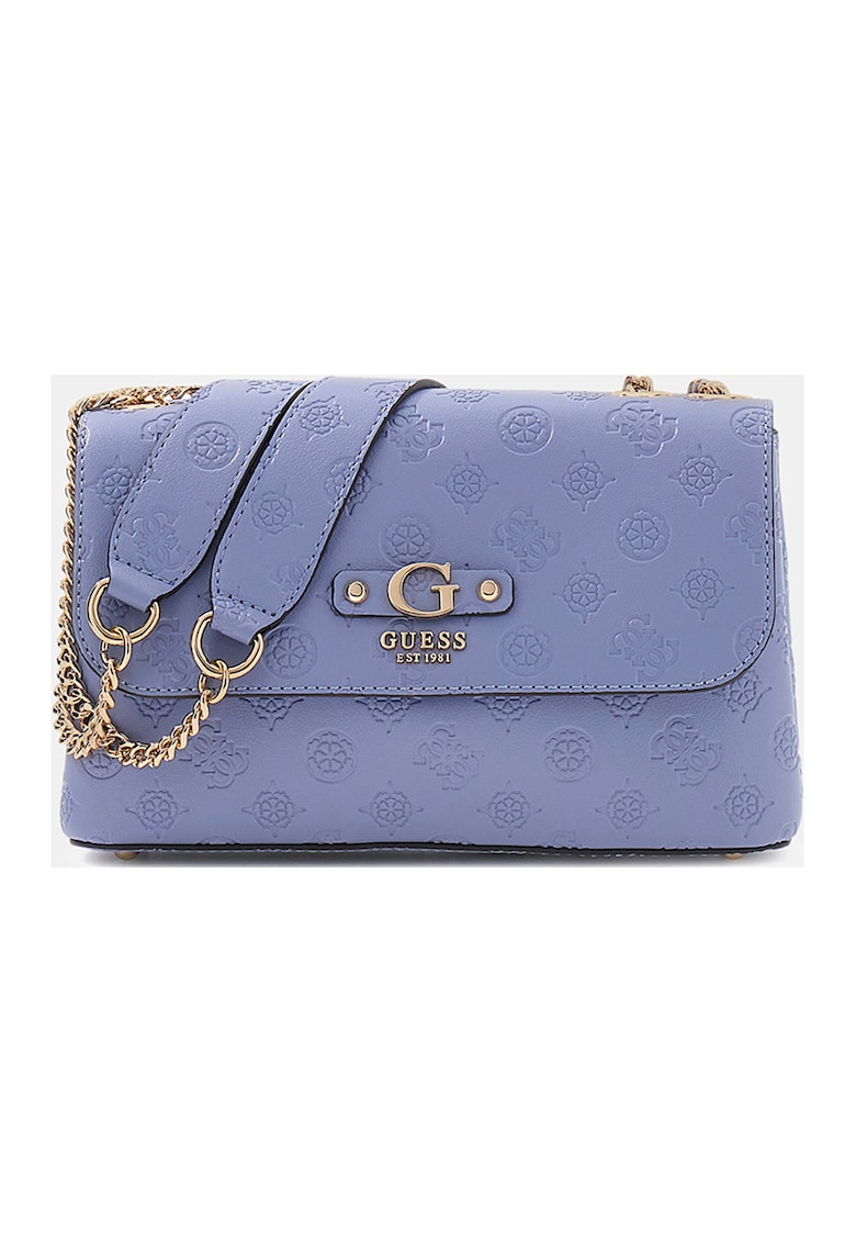 Geanta crossbody din piele ecologica cu monograma Dita - Albastru azur