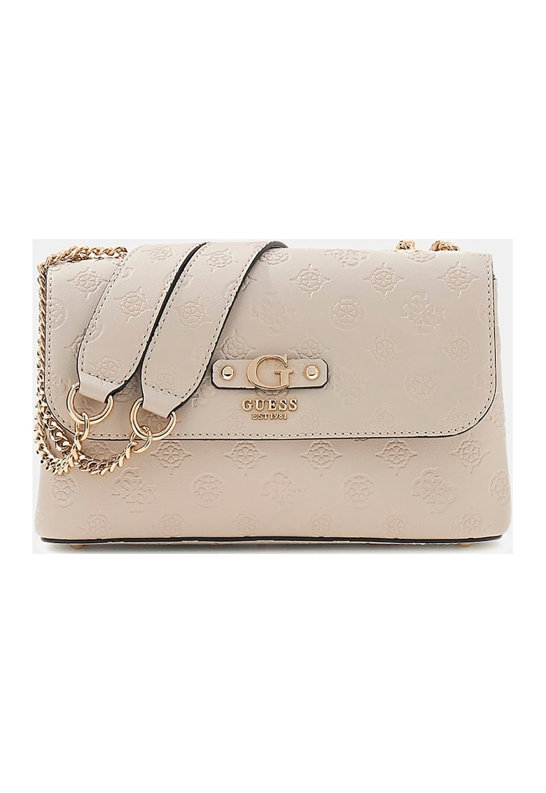 Geanta crossbody din piele ecologica cu monograma Dita - Maro nisip