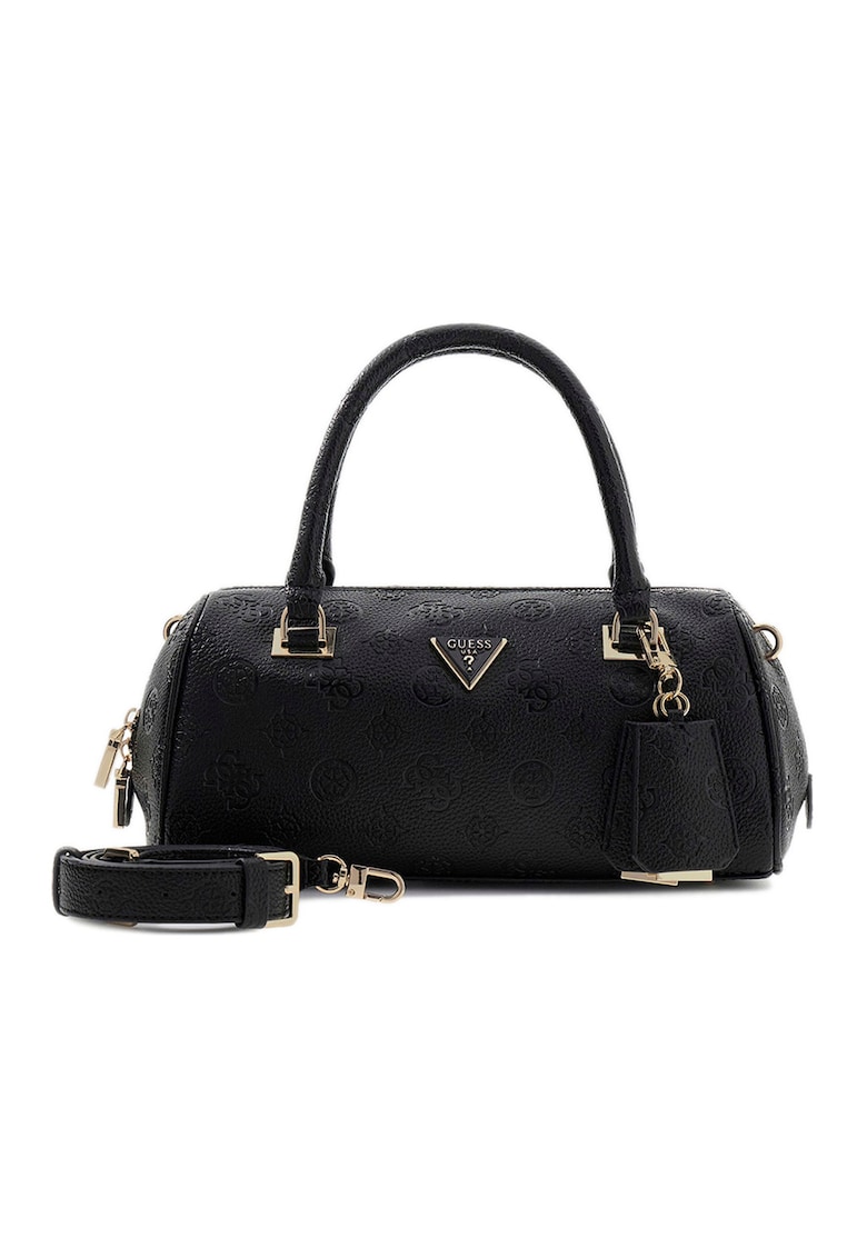 Geanta barrel din piele ecologica cu monograma Cresidia II - Negru