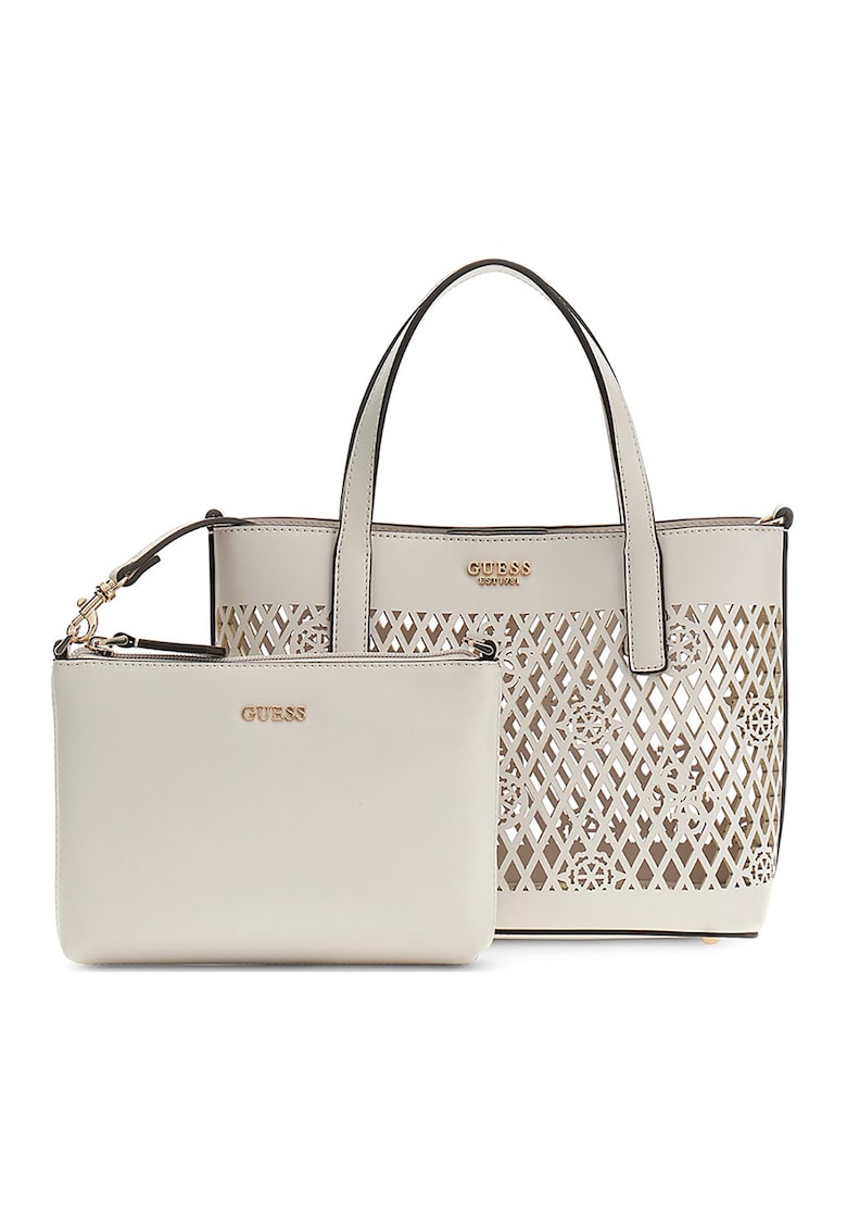 Geanta shopper mini cu etui Letty - Alb fildes