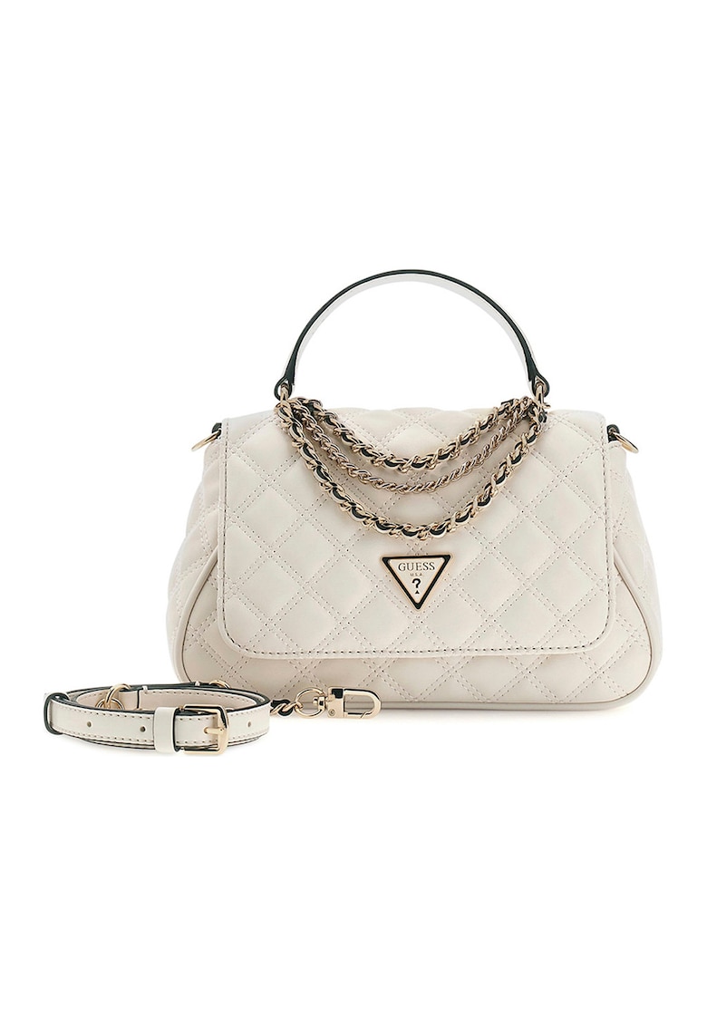 Geanta de mana cu detalii din lant Giully - Alb fildes