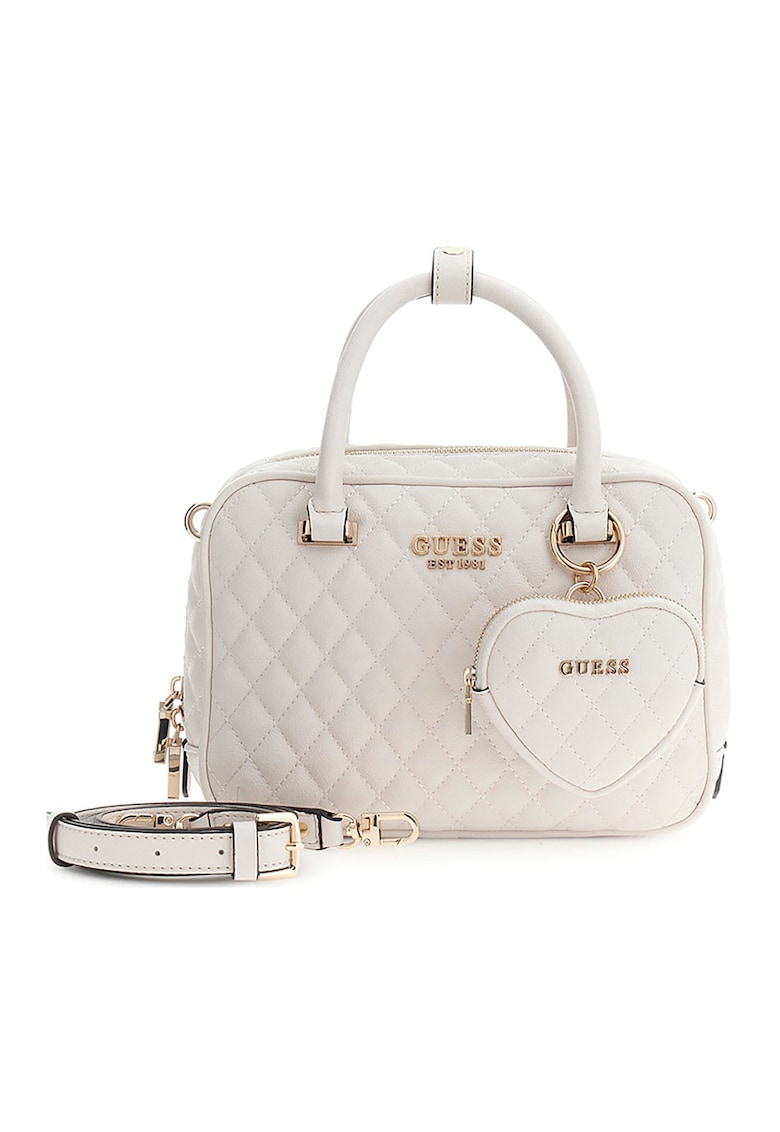 Geanta crossbody cu aspect matlasat Atabey - Alb fildes