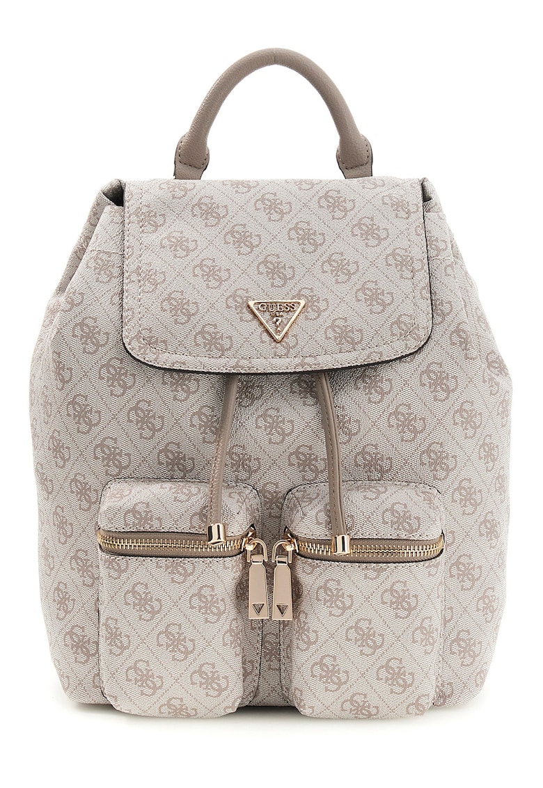 Rucsac cu model monograma Manhattan II - Gri deschis/Maro taupe