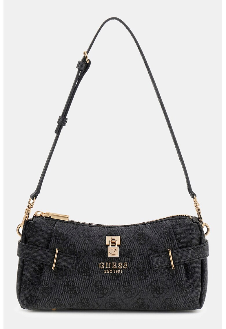 Geanta de piele ecologica cu bareta de umar Yesba - Negru/Gri antracit