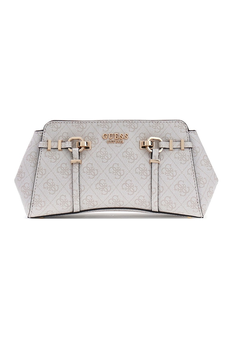 Geanta de umar cu model monograma si bareta detasabila Leona - Gri deschis