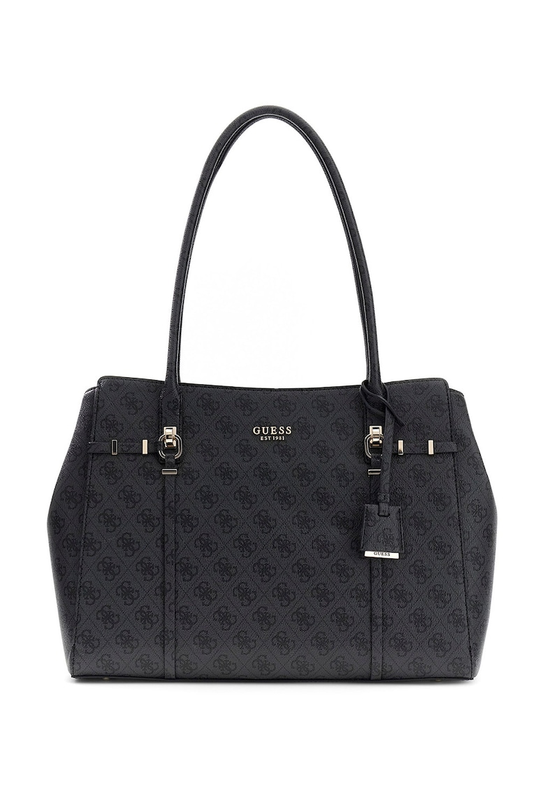 Geanta shopper cu model monograma Leona - Gri antracit