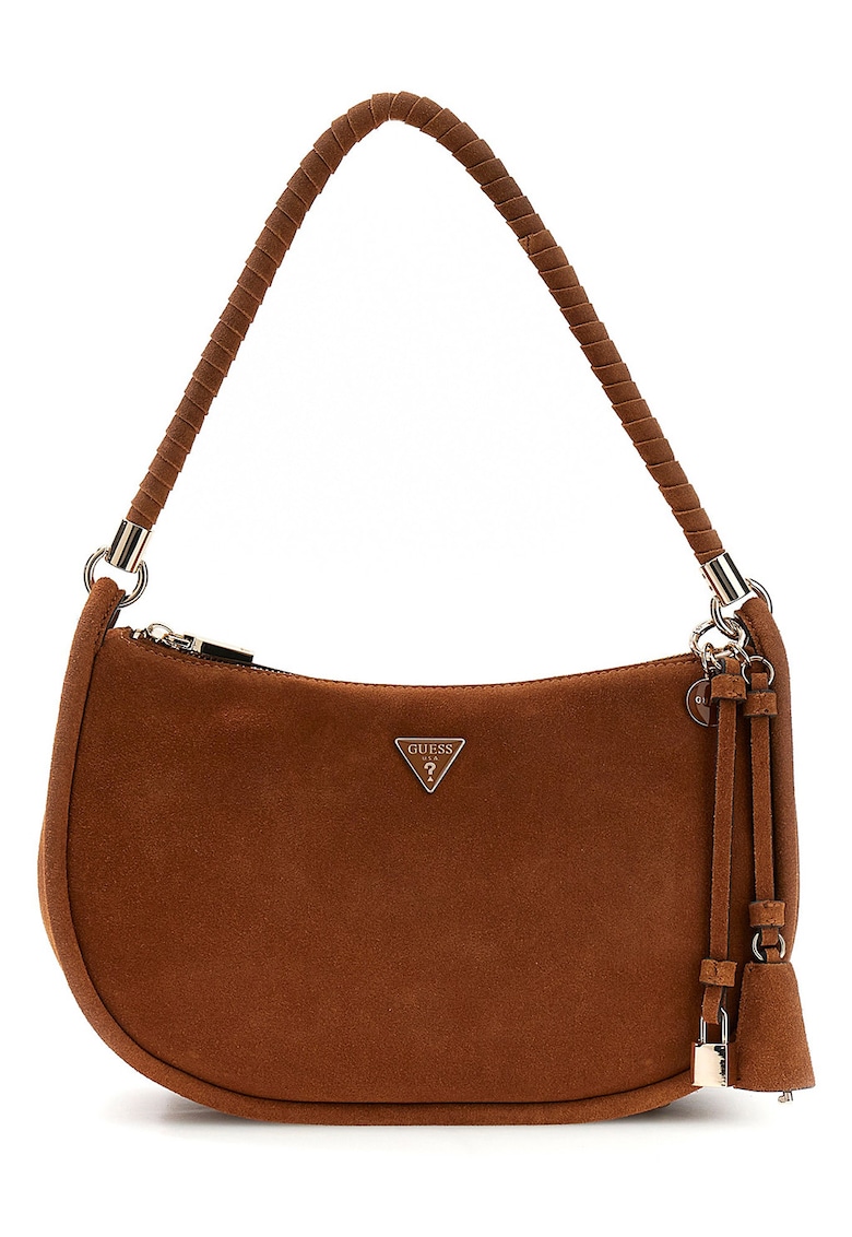 Geanta crossbody de piele ecologica cu aplicatie logo metalica Danya - Maro scortisoara