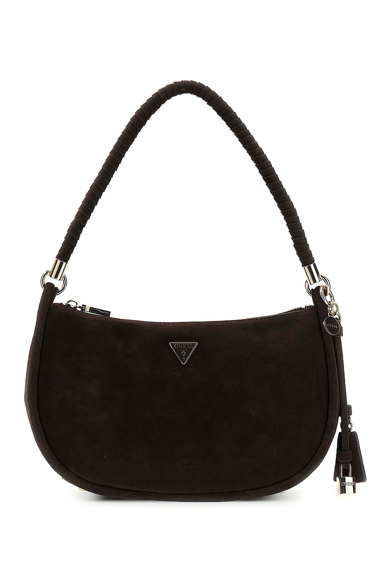 Geanta crossbody de piele ecologica cu aplicatie logo metalica Danya - Maro inchis