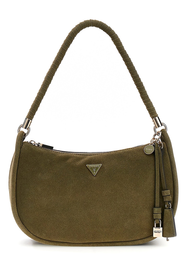 Geanta crossbody de piele ecologica cu aplicatie logo metalica Danya - Verde masliniu