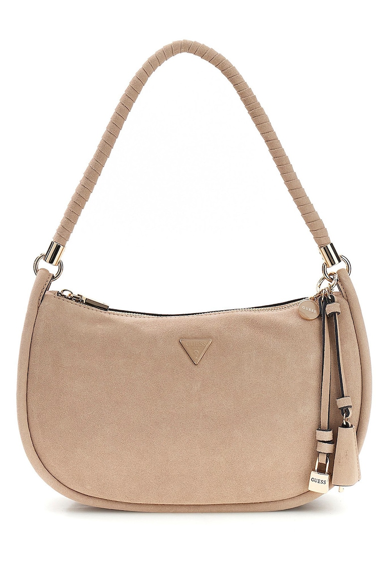 Geanta crossbody de piele ecologica cu aplicatie logo metalica Danya - Maro nisip