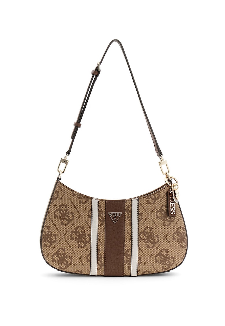 Geanta de umar cu model monograma Noelle - Maro/Alb murdar