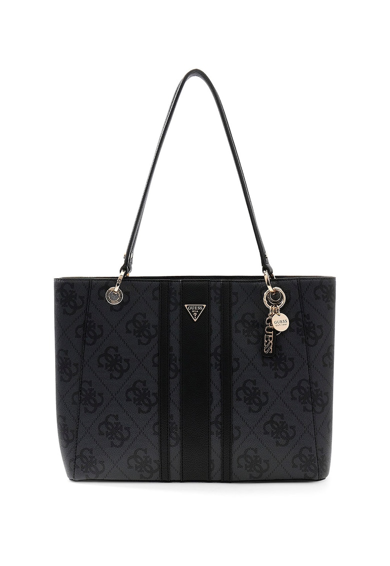 Geanta shopper de piele ecologica cu model monograma Noelle II - Gri antracit