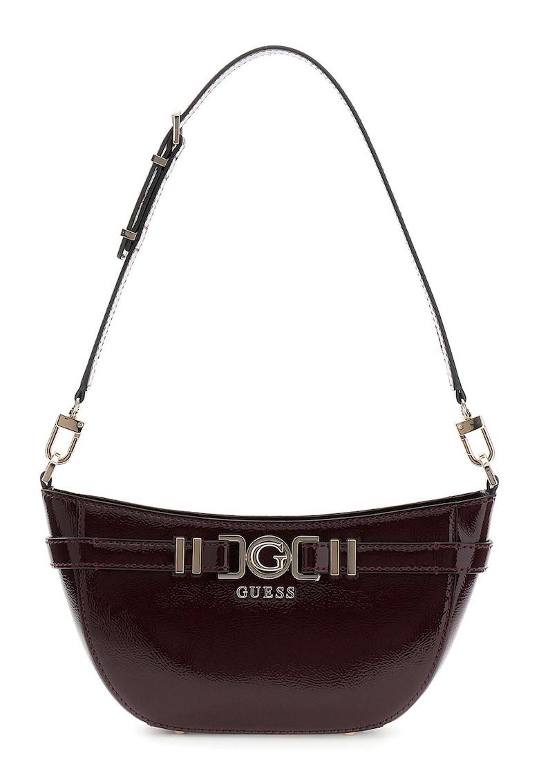 Geanta din piele ecologica cu bareta de umar si buzunar cu fermoar Cirene - Visiniu