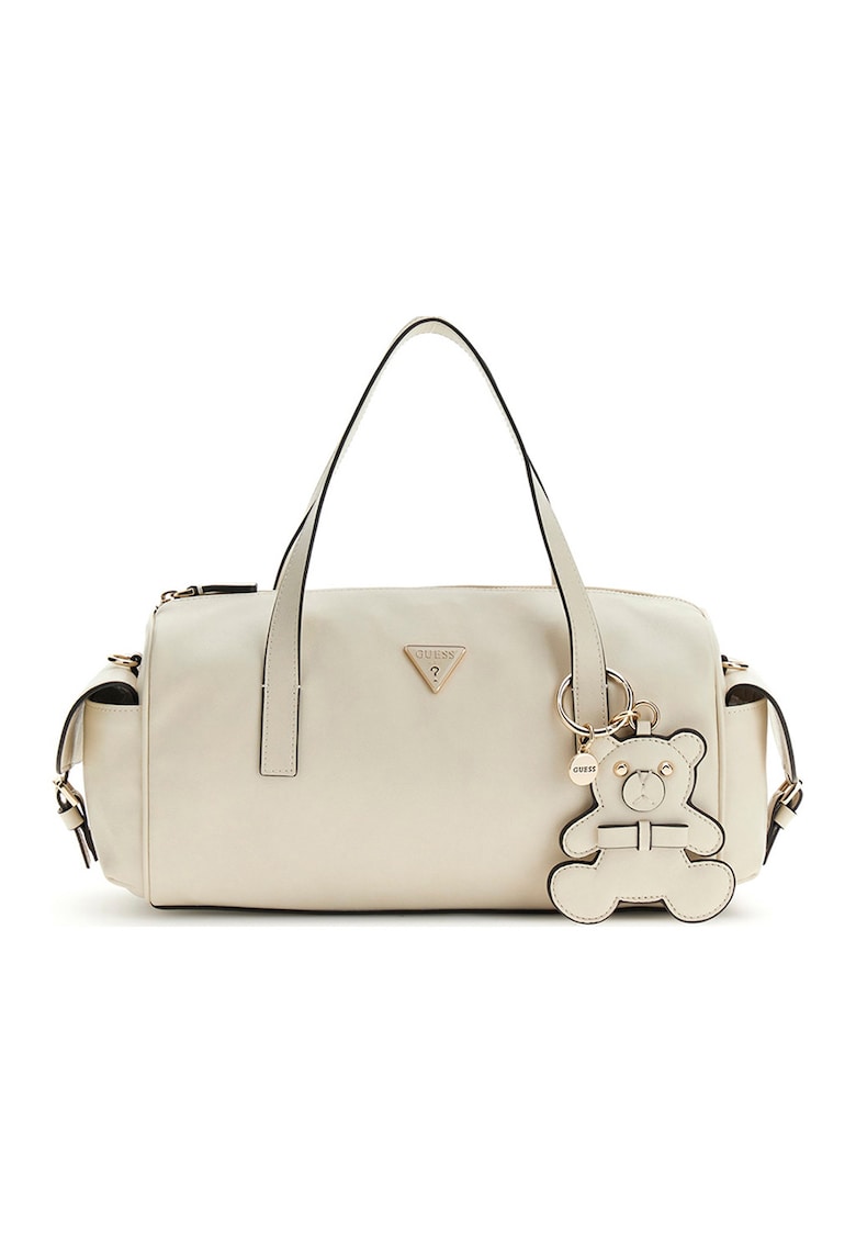 Geanta de piele ecologica cu bareta de umar si accesoriu detasabil Kassie - Alb fildes