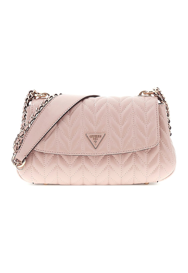 Geanta de piele ecologica cu bareta de umar si aspect texturat Cheryl - Roz deschis