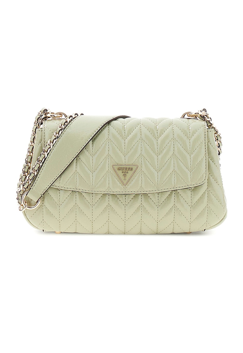 Geanta de piele ecologica cu bareta de umar si aspect texturat Cheryl - Verde pal