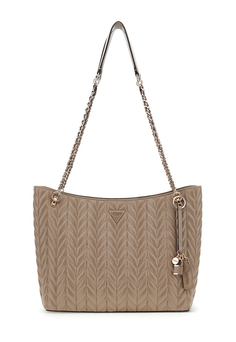 Geanta shopper cu bareta din lant Cheryl 2 - Maro taupe