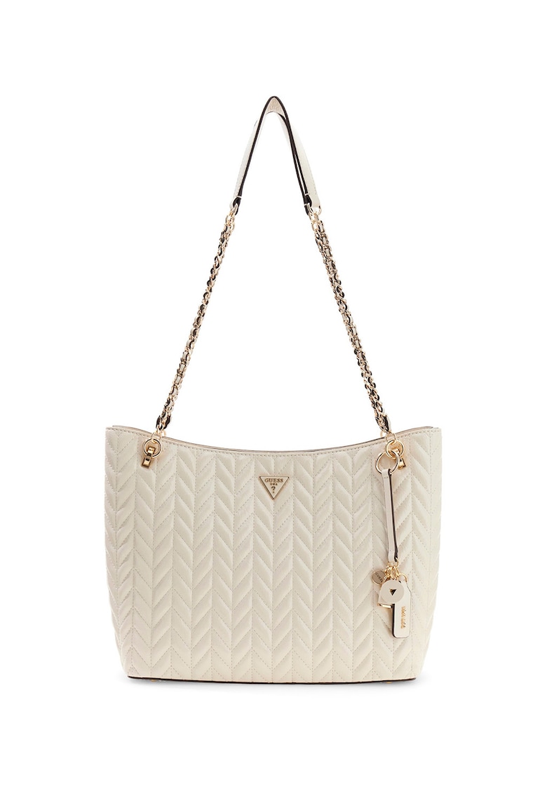 Geanta shopper cu bareta din lant Cheryl 2 - Alb fildes