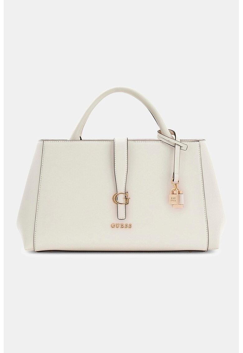 Geanta de piele ecologica cu maner si bareta detasabila Carrie - Alb fildes