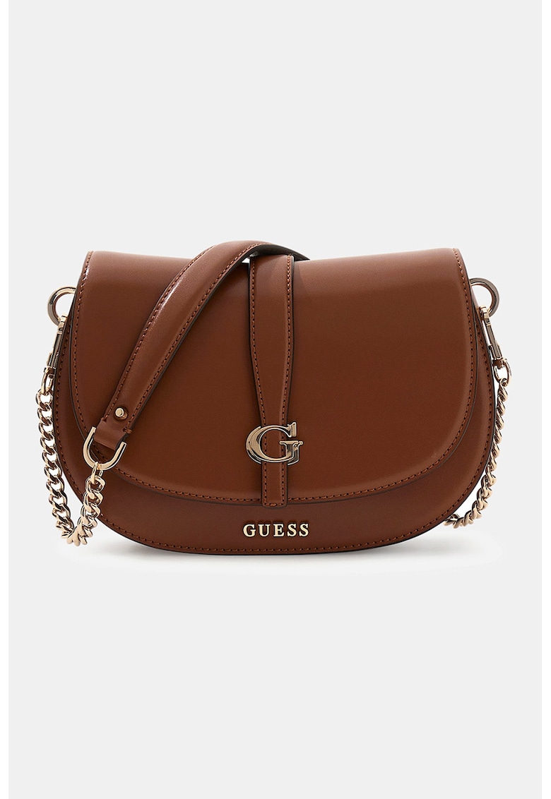 Geanta crossbody de piele ecologica cu doua barete Carrie - Maro cognac