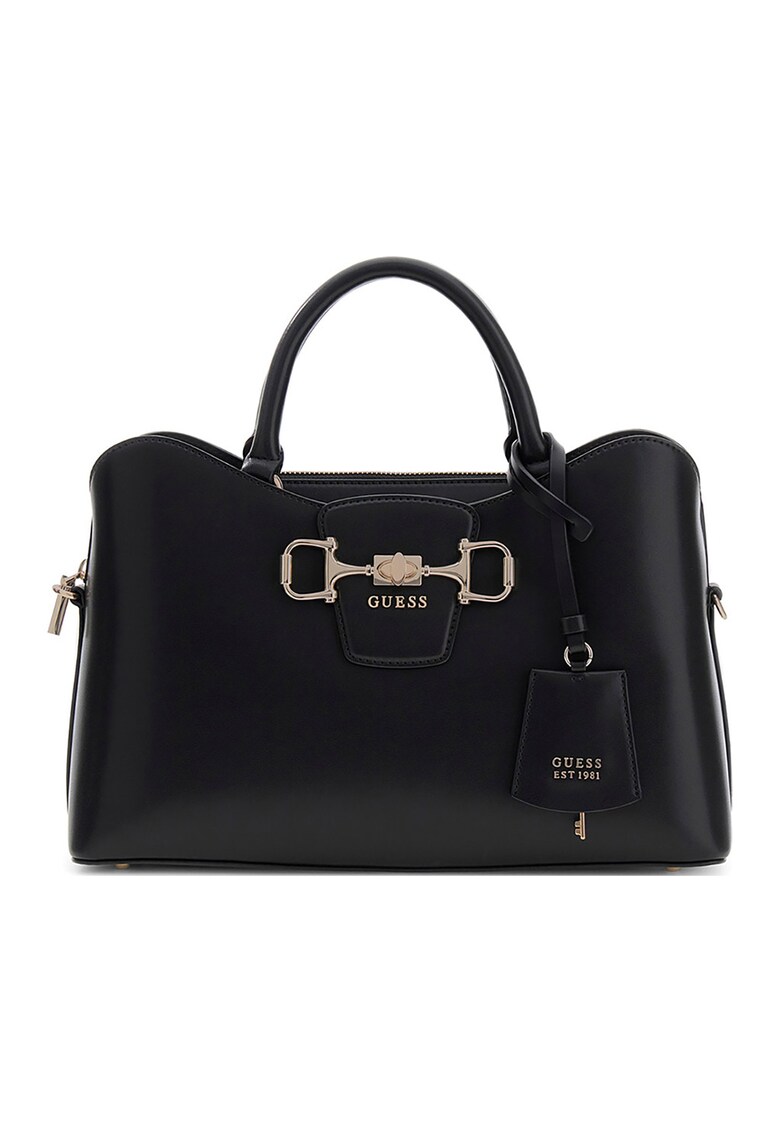 Geanta de piele ecologica cu maner si fermoar Janie - Negru