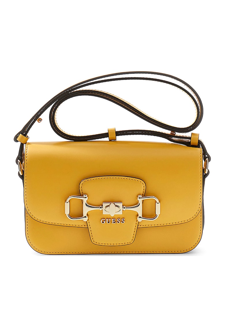 Geanta crossbody de piele ecologica cu logo Janie - Galben mustar