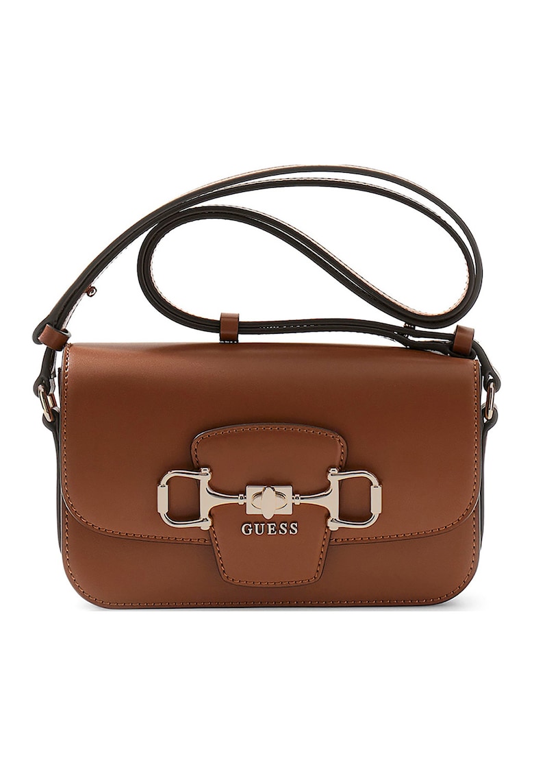 Geanta crossbody de piele ecologica cu logo Janie - Maro scortisoara