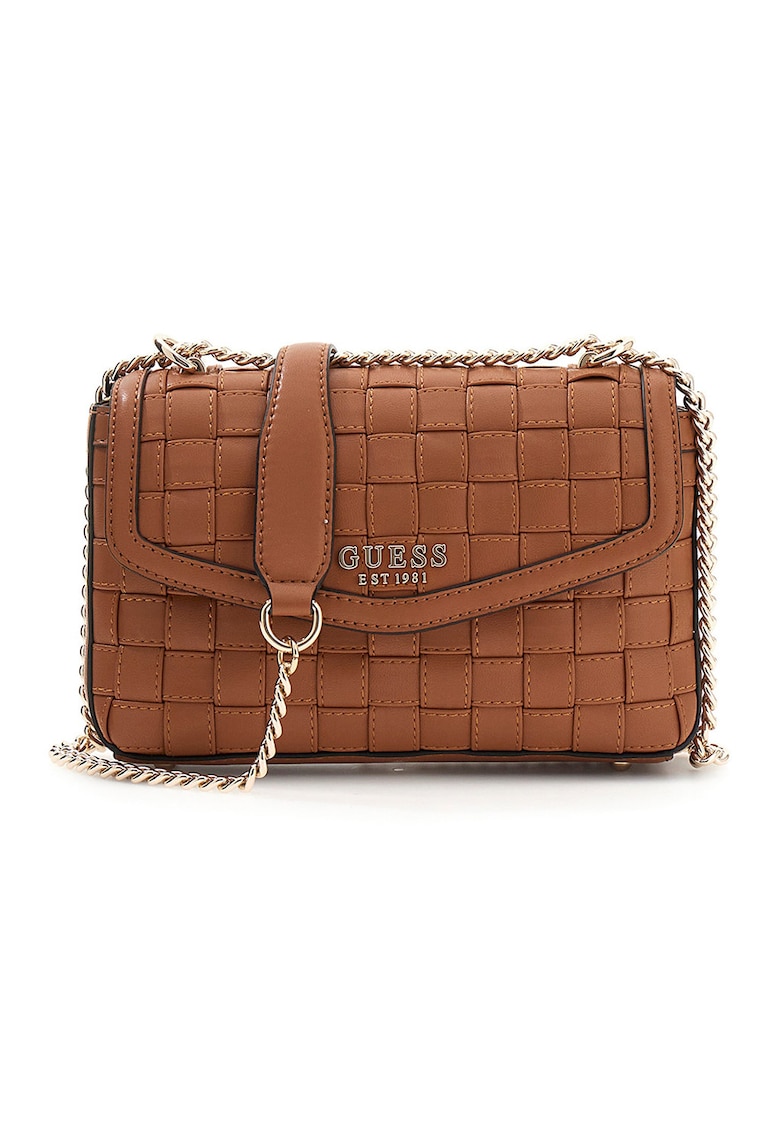 Geanta crossbody de piele ecologica cu clapa Sandy - Maro cognac