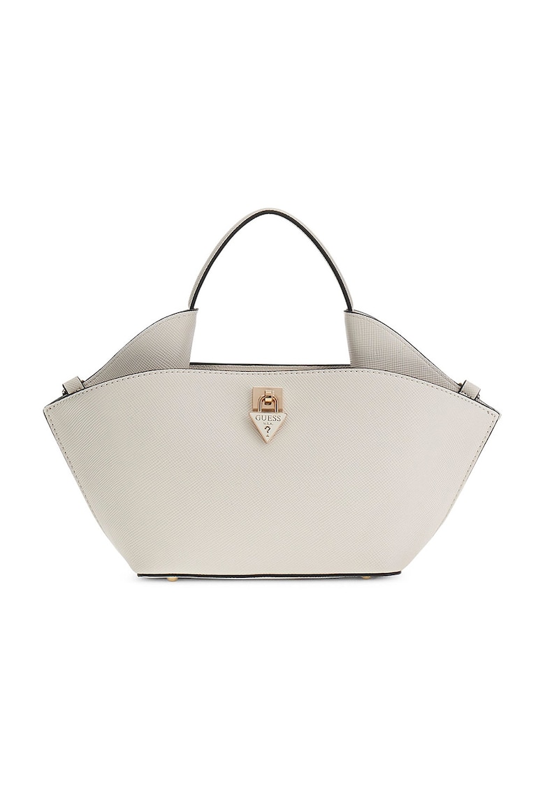 Geanta mini de mana cu buzunar exterior cu fermoar Patsie - Alb murdar