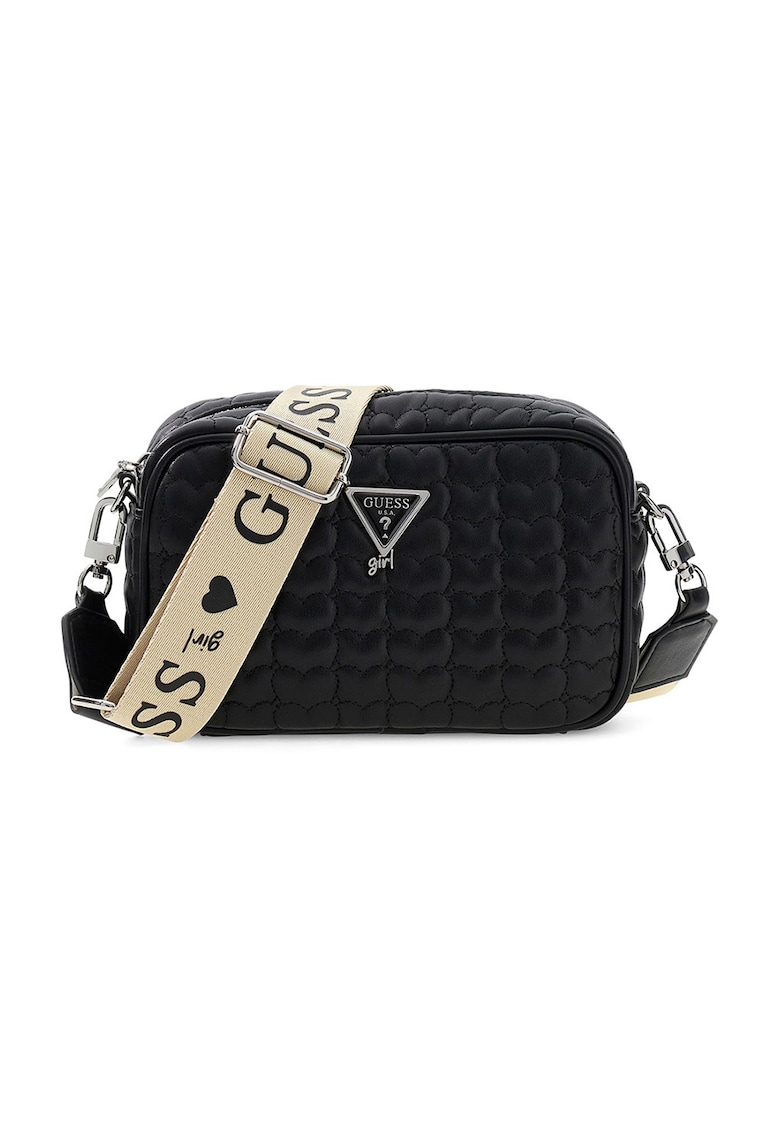 Geanta crossbody cu logo inima - Negru