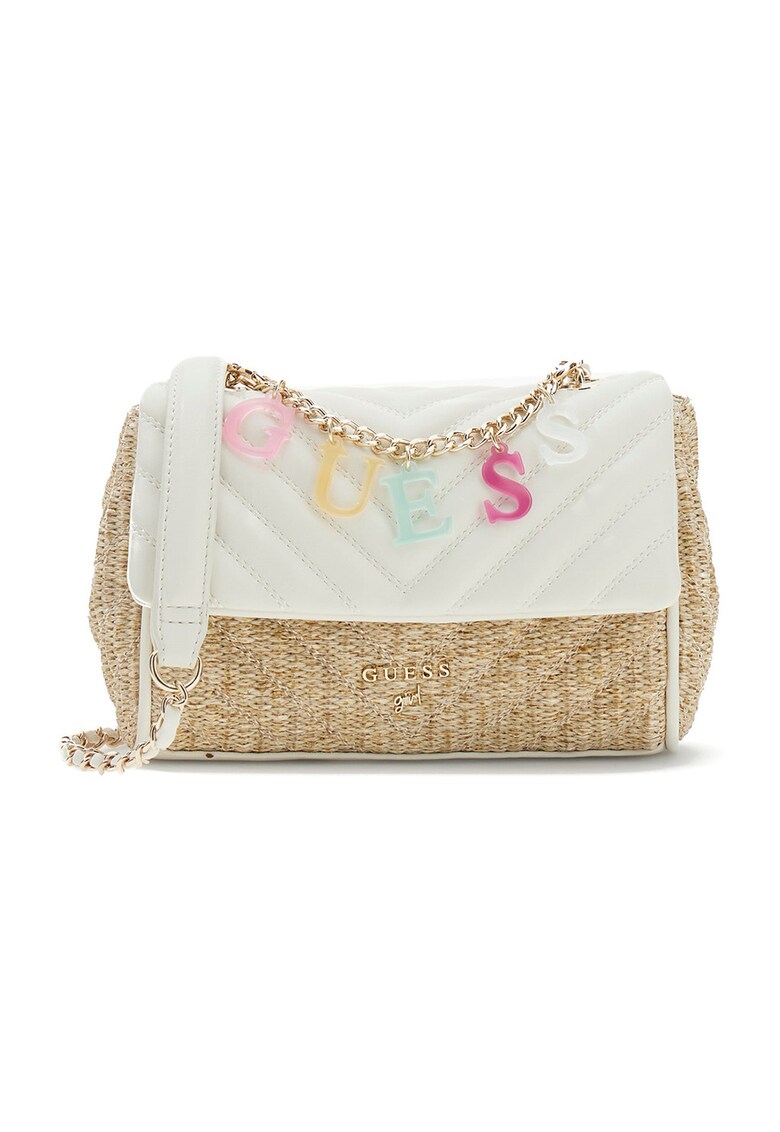 Geanta crossbody cu logo - Alb/Maro nisip