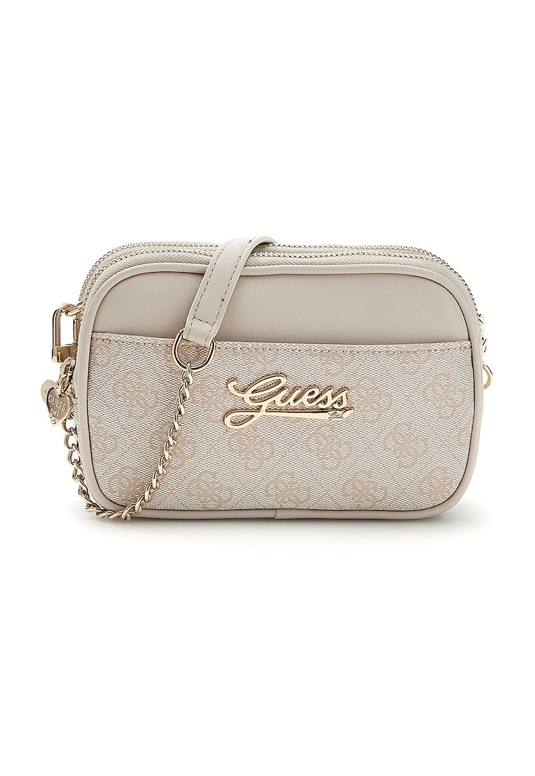 Geanta crossbody cu imprimeu logo - Maro taupe deschis