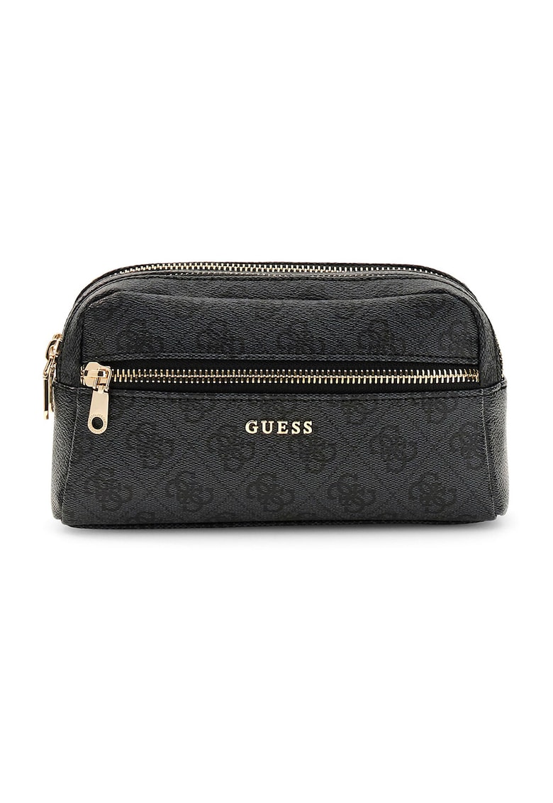 Portofel cu monograma si fermoar - Negru