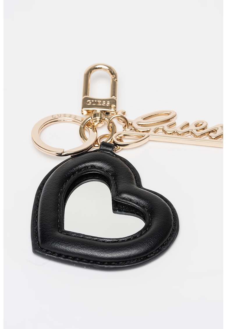 Breloc cu detaliu inima - Negru/Argintiu