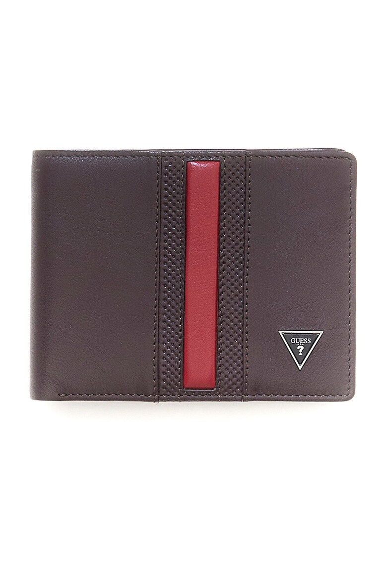 Portofel pliabil din piele cu garnitura contrastanta Torino - Maro cognac