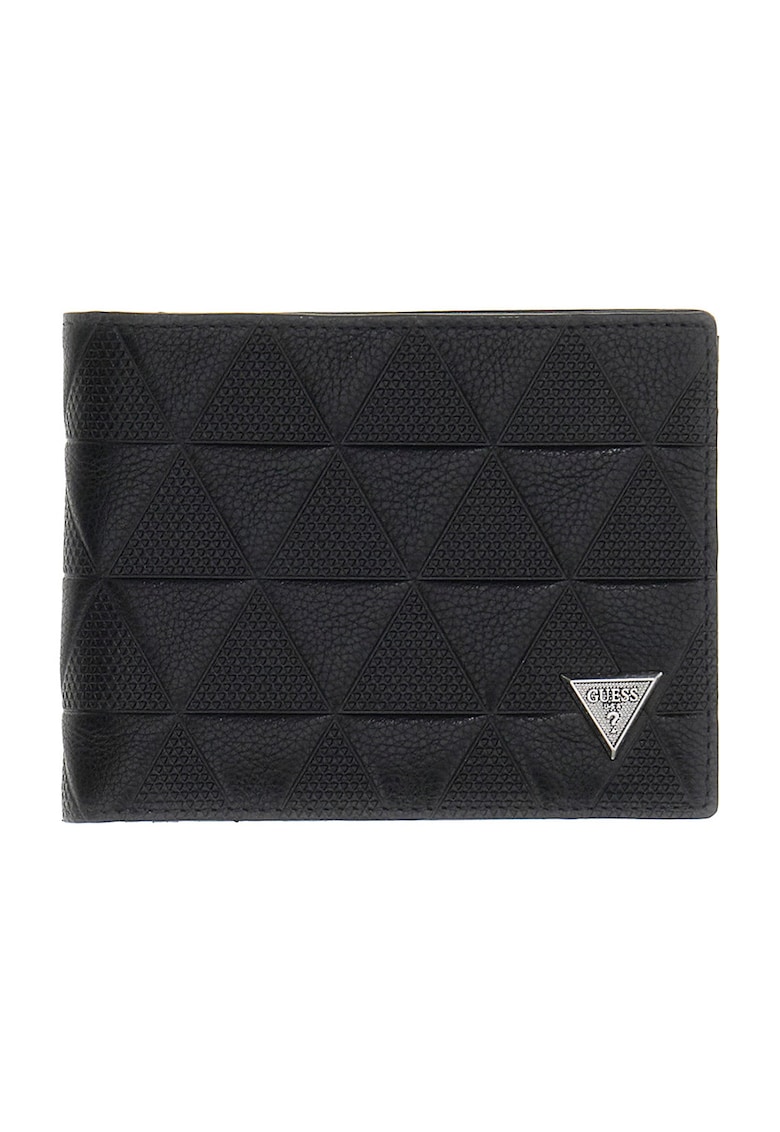 Portofel pliabil din piele cu model geometric Torino - Negru