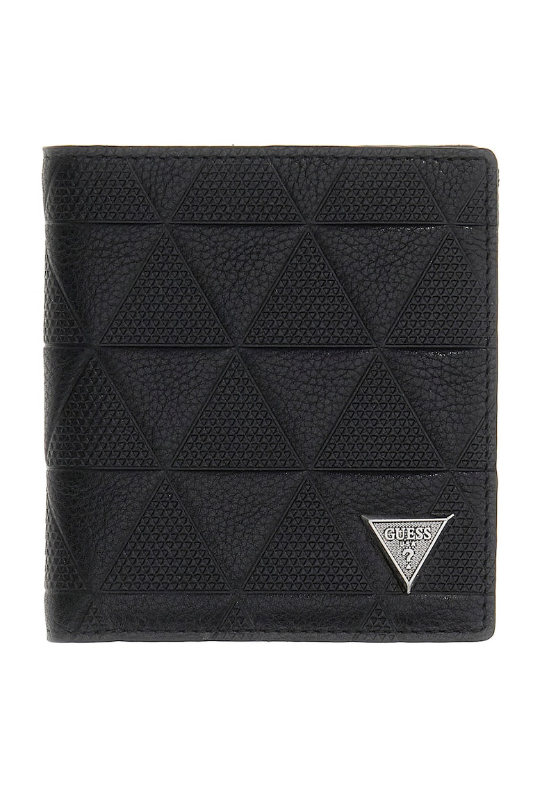Portofel din piele cu model geometric Torino - Negru