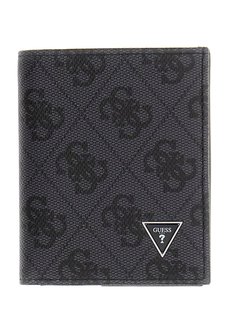 Portofel din piele cu model monograma Milano - Gri inchis