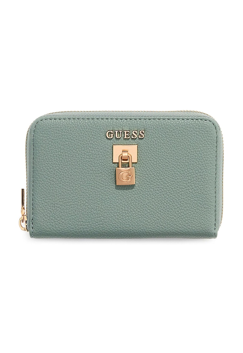 Portofel din piele ecologica cu fermoar Yesba - Auriu/Verde pal