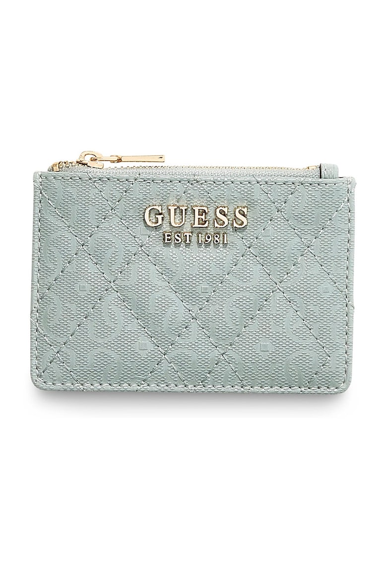 Portcart matlasat cu logo metalic Isemay - Auriu/Verde pal