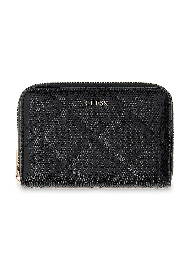 Portofel de piele ecologica cu fermoar Libby - Negru