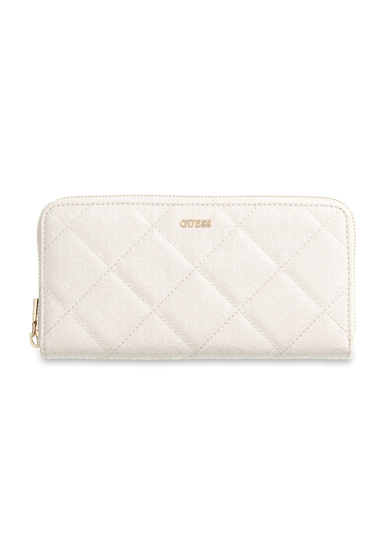 Portofel de piele ecologica cu monograma Libby - Alb fildes