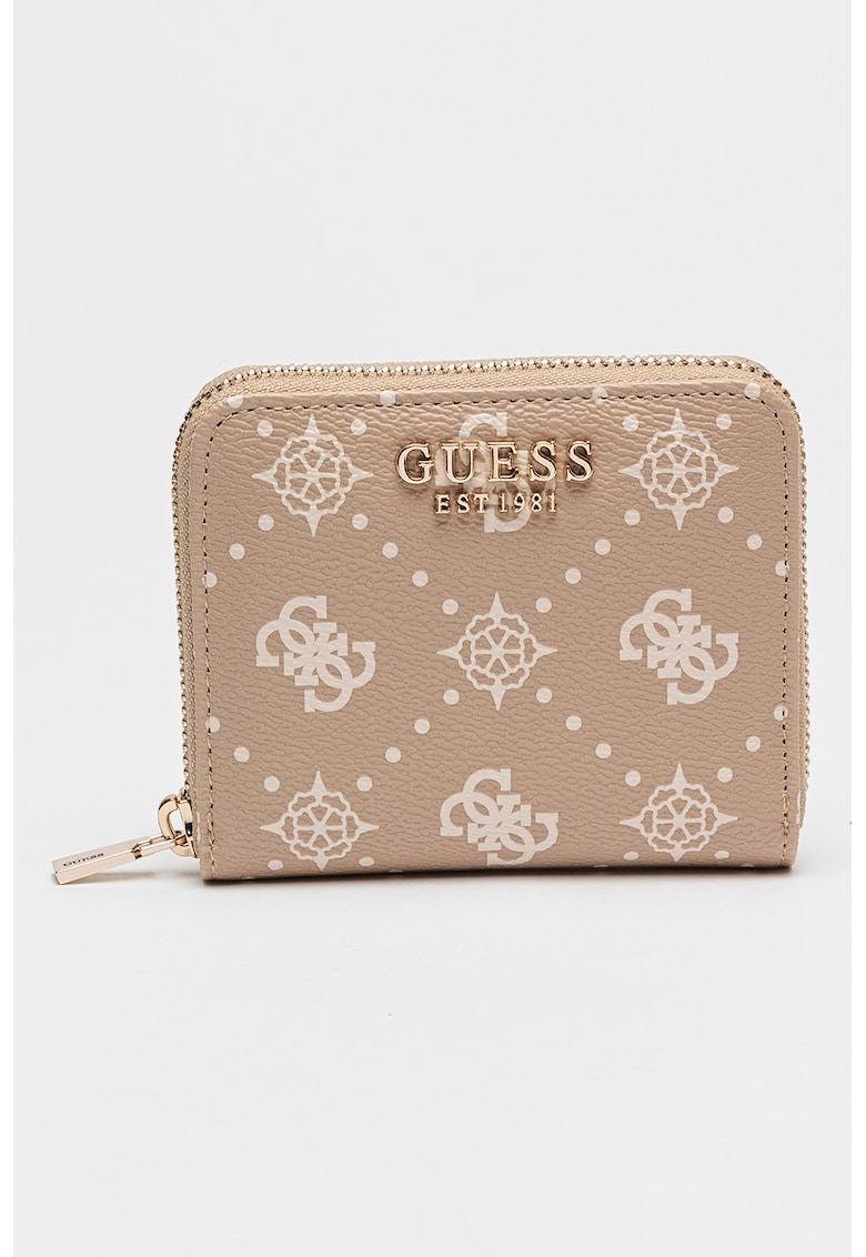 Portofel de piele ecologica cu logo Carrie - Alb/Verde/Roz