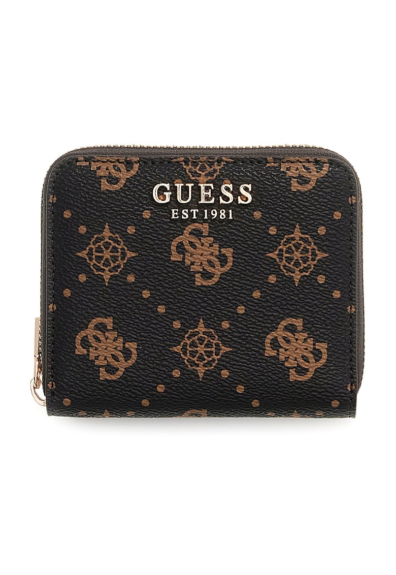 Portofel de piele ecologica cu logo Carrie - Negru/Maro