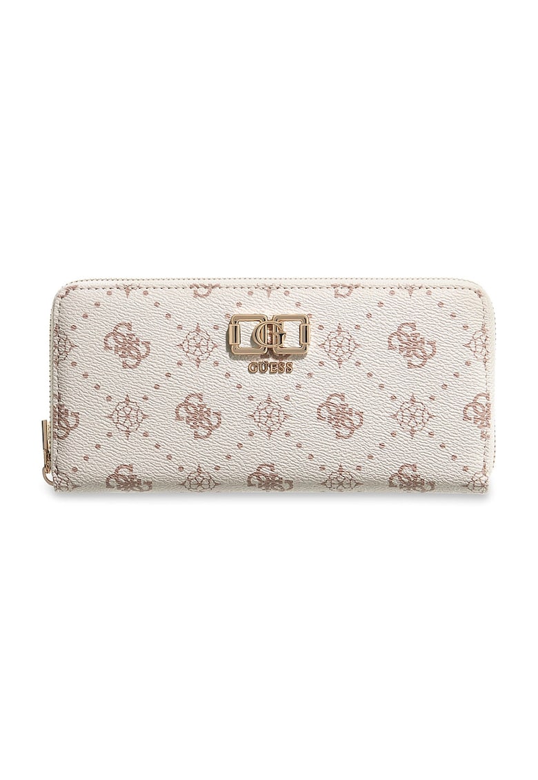 Portofel cu monograma si fermoar Emelie - Alb/Bej