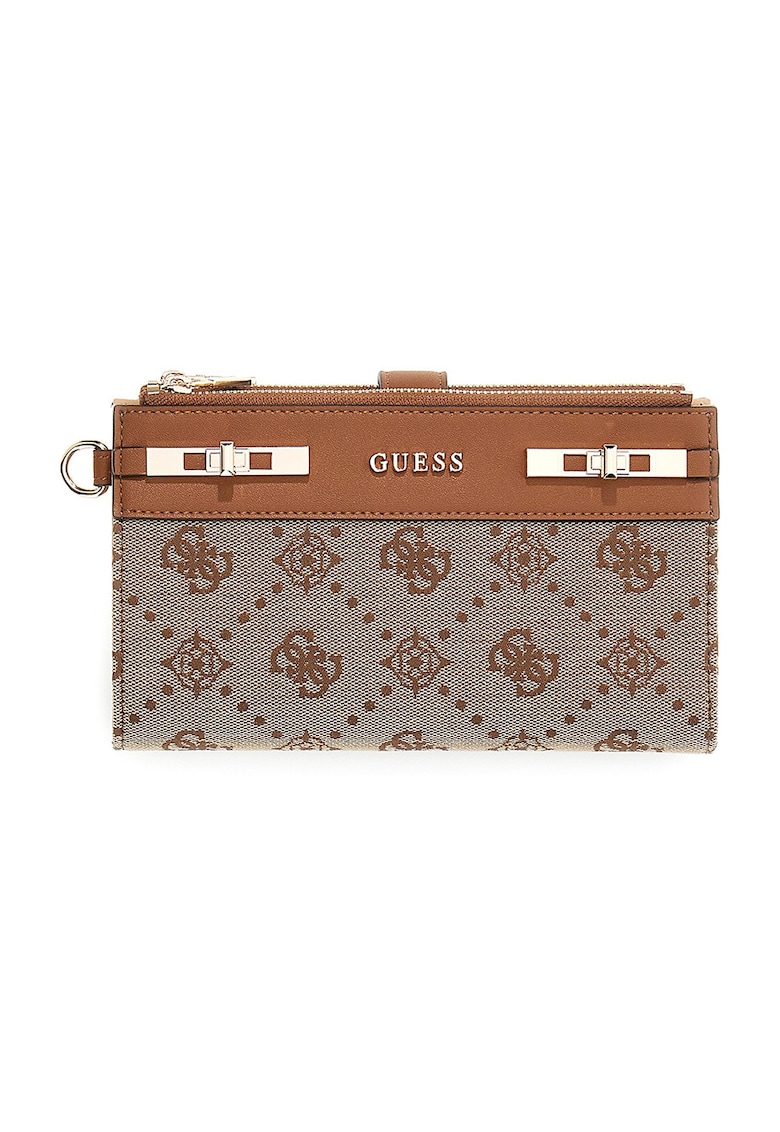 Portofel cu monograma si fermoar Melinda - Maro/Maro taupe deschis