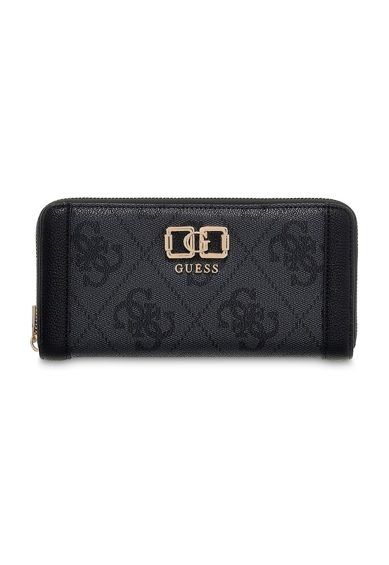 Portofel de piele ecologica cu monograma Karnilla - Negru